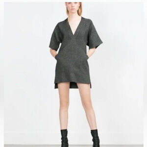 Zara knit women's mini sweater dress size S gray with pockets